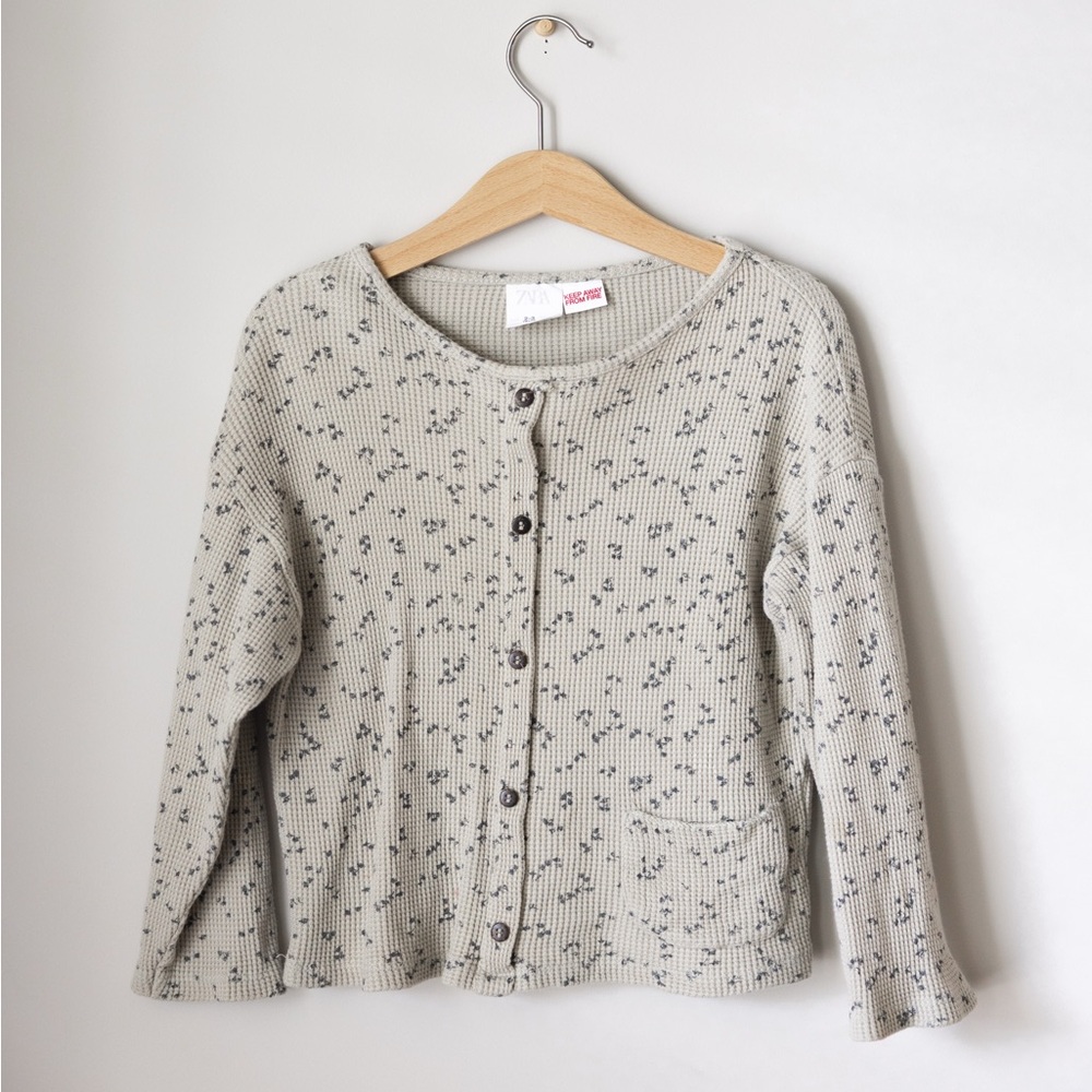 ZARA Kids Waffle Knit Button-Up Cardigan (2-3Y)